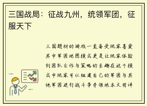 三国战局：征战九州，统领军团，征服天下